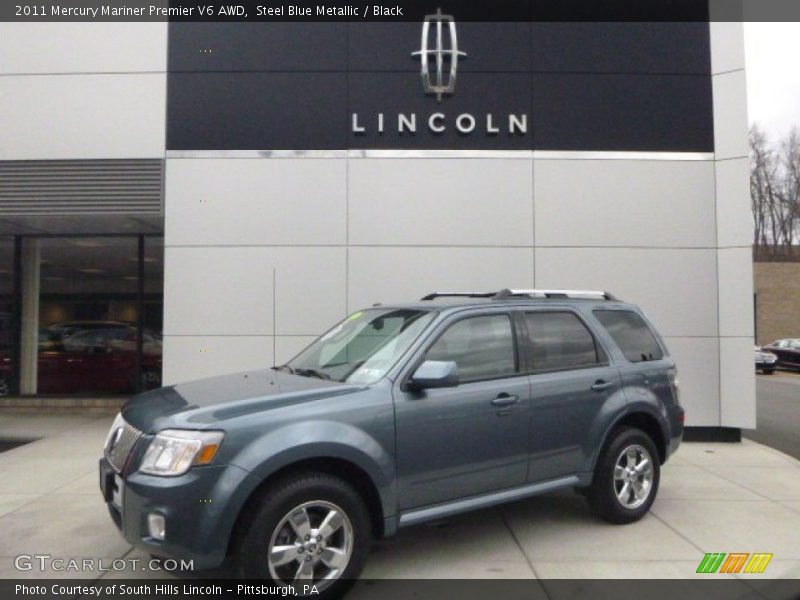 Steel Blue Metallic / Black 2011 Mercury Mariner Premier V6 AWD