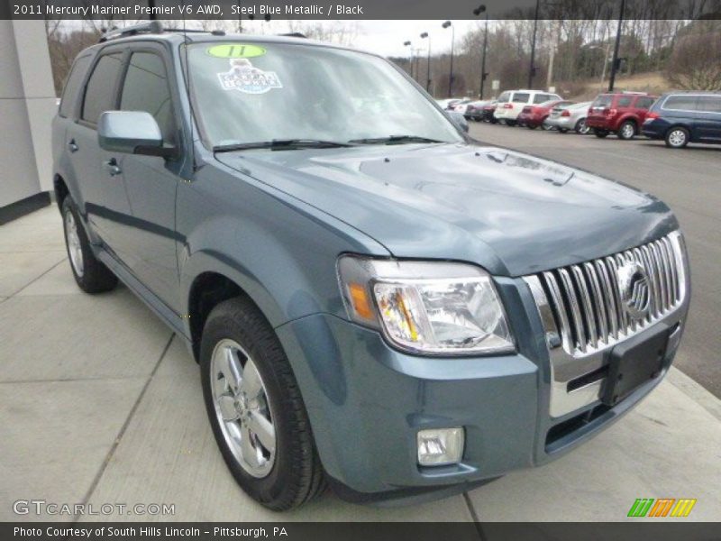 Steel Blue Metallic / Black 2011 Mercury Mariner Premier V6 AWD