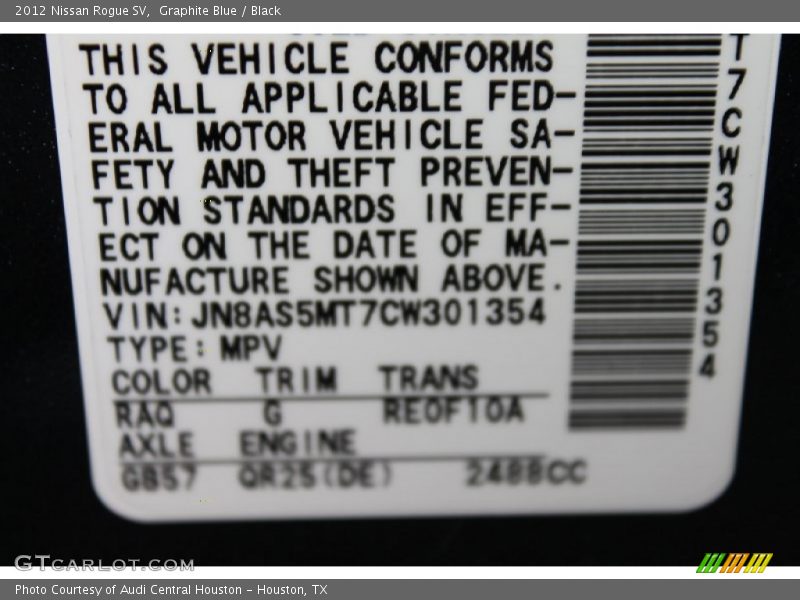 Graphite Blue / Black 2012 Nissan Rogue SV
