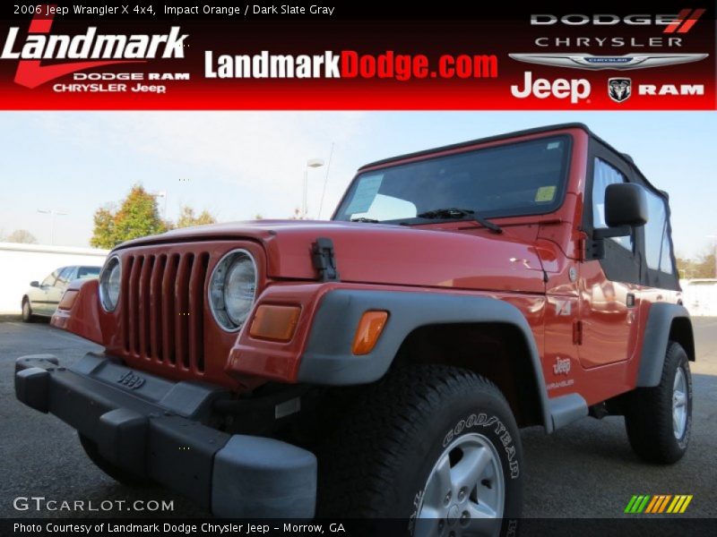 Impact Orange / Dark Slate Gray 2006 Jeep Wrangler X 4x4