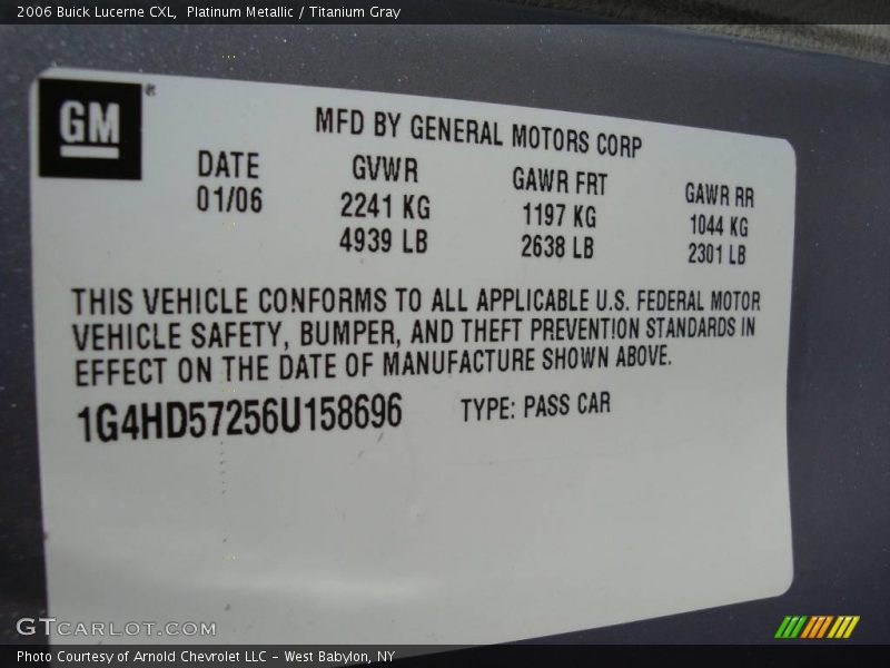 Platinum Metallic / Titanium Gray 2006 Buick Lucerne CXL