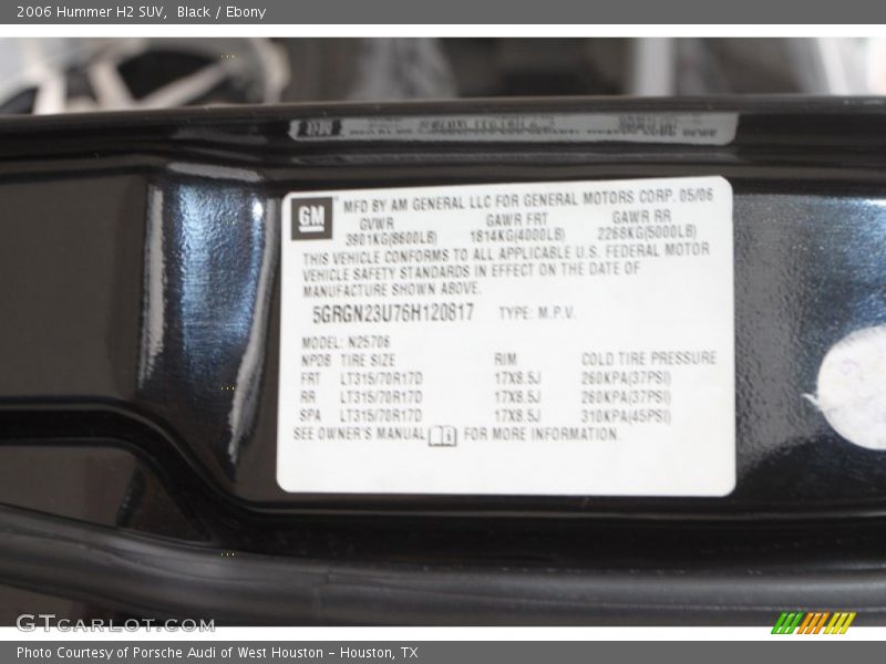 Black / Ebony 2006 Hummer H2 SUV