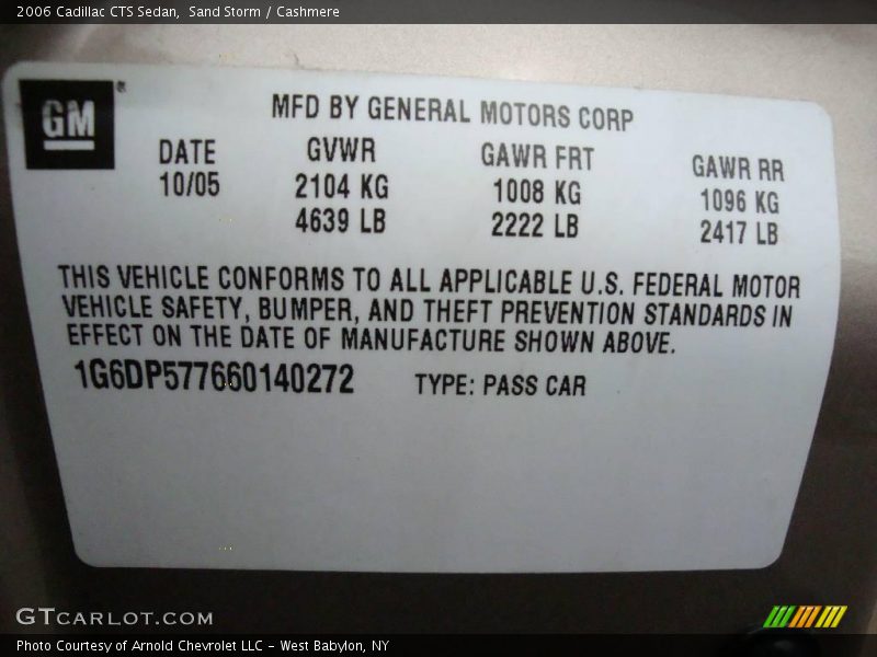 Sand Storm / Cashmere 2006 Cadillac CTS Sedan