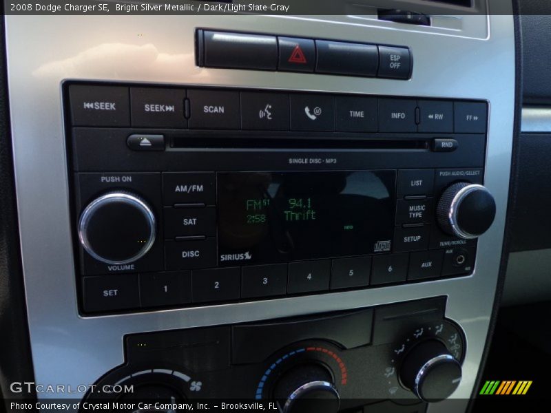 Bright Silver Metallic / Dark/Light Slate Gray 2008 Dodge Charger SE