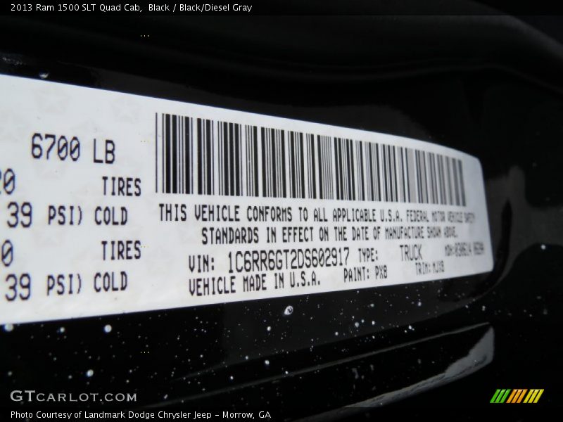 Black / Black/Diesel Gray 2013 Ram 1500 SLT Quad Cab