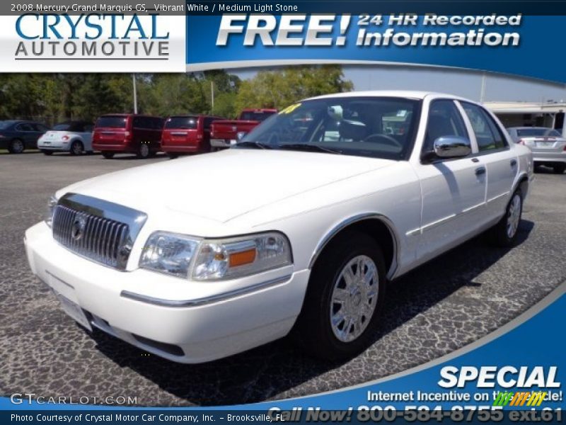 Vibrant White / Medium Light Stone 2008 Mercury Grand Marquis GS