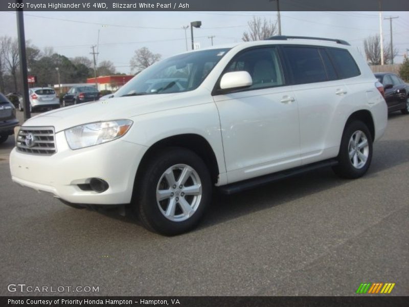 Blizzard White Pearl / Ash 2009 Toyota Highlander V6 4WD
