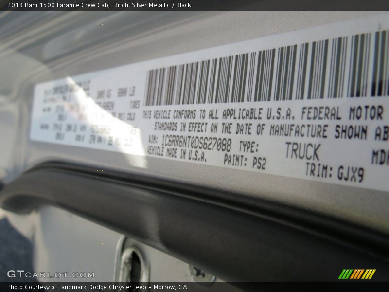 2013 1500 Laramie Crew Cab Bright Silver Metallic Color Code PS2