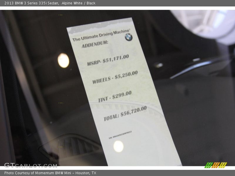 Alpine White / Black 2013 BMW 3 Series 335i Sedan