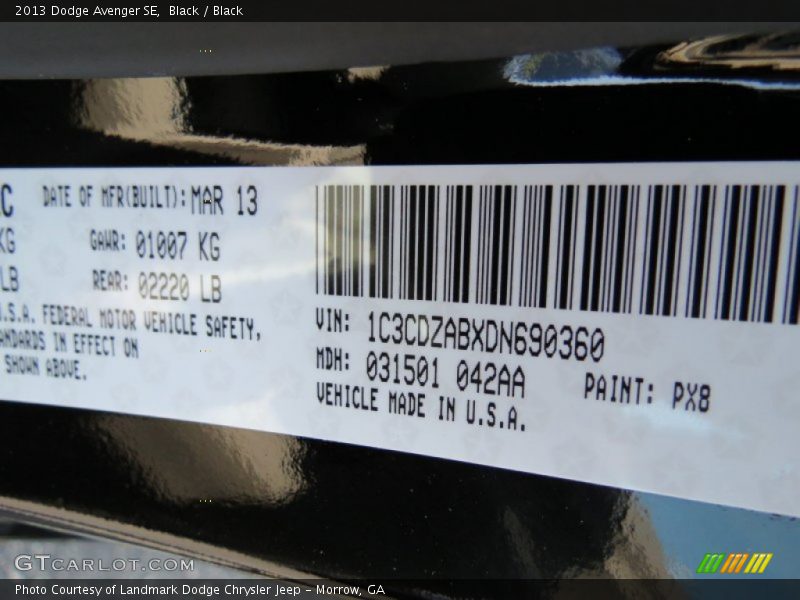 Black / Black 2013 Dodge Avenger SE