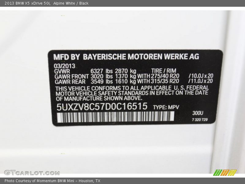 Alpine White / Black 2013 BMW X5 xDrive 50i
