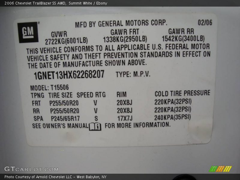 Summit White / Ebony 2006 Chevrolet TrailBlazer SS AWD