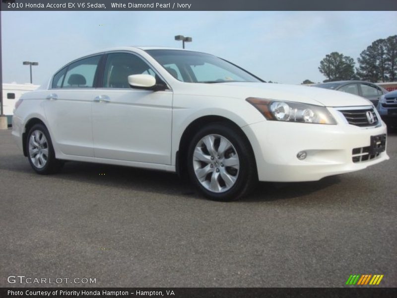 White Diamond Pearl / Ivory 2010 Honda Accord EX V6 Sedan
