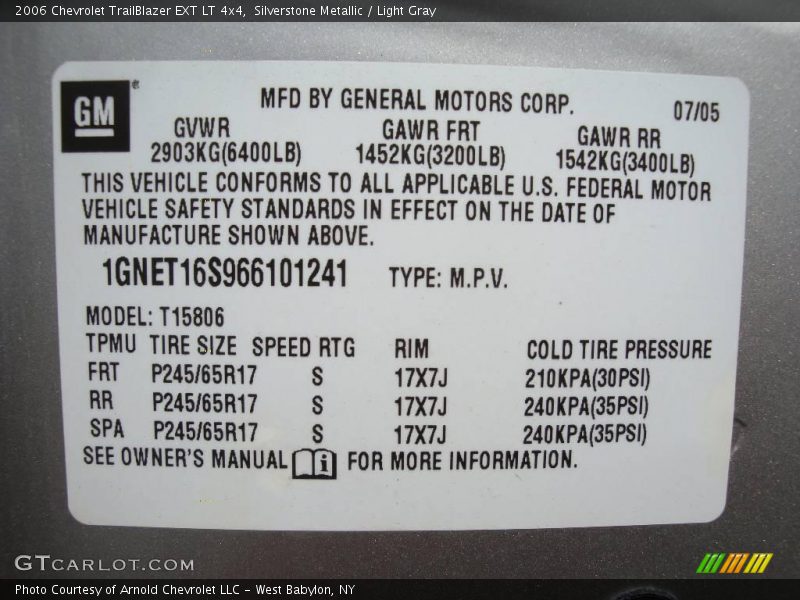 Silverstone Metallic / Light Gray 2006 Chevrolet TrailBlazer EXT LT 4x4