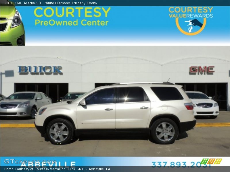 White Diamond Tricoat / Ebony 2010 GMC Acadia SLT