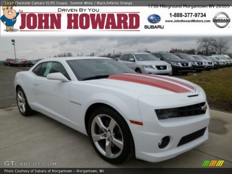 Summit White / Black/Inferno Orange 2010 Chevrolet Camaro SS/RS Coupe