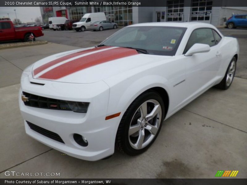 Summit White / Black/Inferno Orange 2010 Chevrolet Camaro SS/RS Coupe