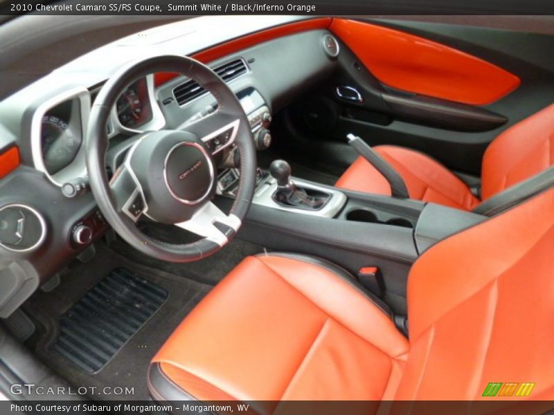 Summit White / Black/Inferno Orange 2010 Chevrolet Camaro SS/RS Coupe