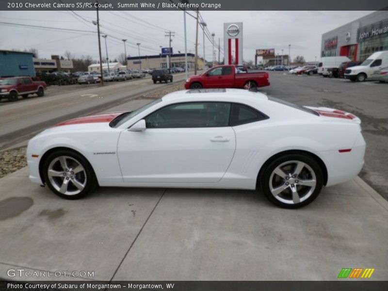 Summit White / Black/Inferno Orange 2010 Chevrolet Camaro SS/RS Coupe