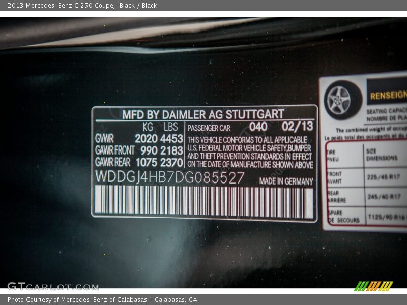 Black / Black 2013 Mercedes-Benz C 250 Coupe