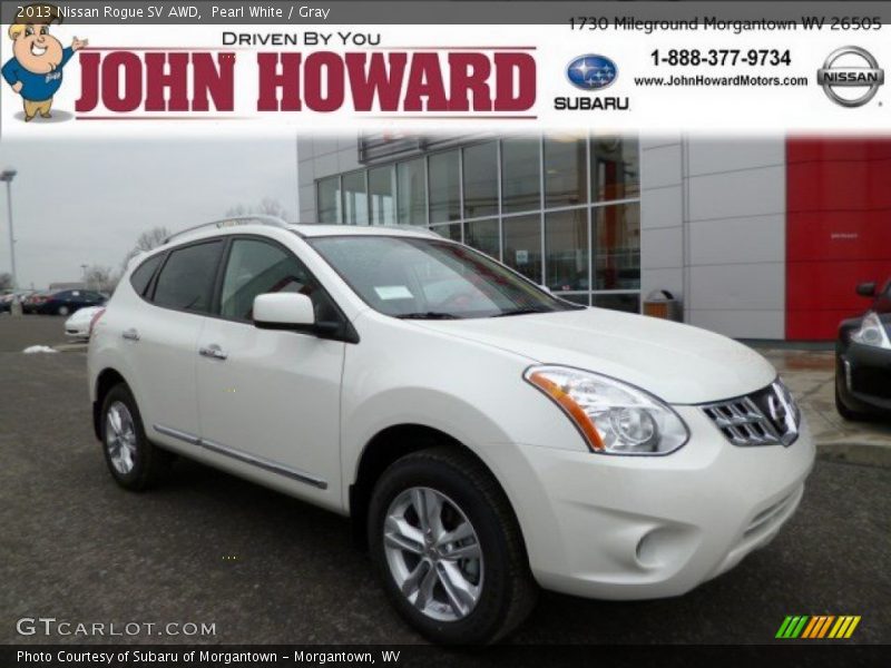 Pearl White / Gray 2013 Nissan Rogue SV AWD