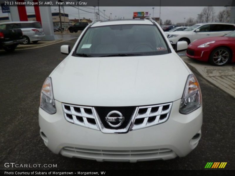 Pearl White / Gray 2013 Nissan Rogue SV AWD