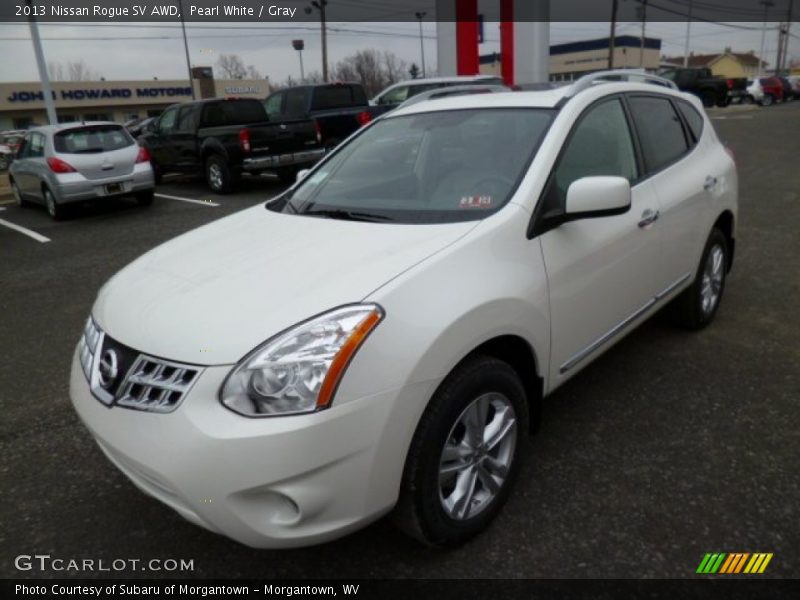 Pearl White / Gray 2013 Nissan Rogue SV AWD