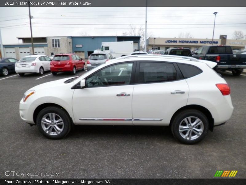 Pearl White / Gray 2013 Nissan Rogue SV AWD