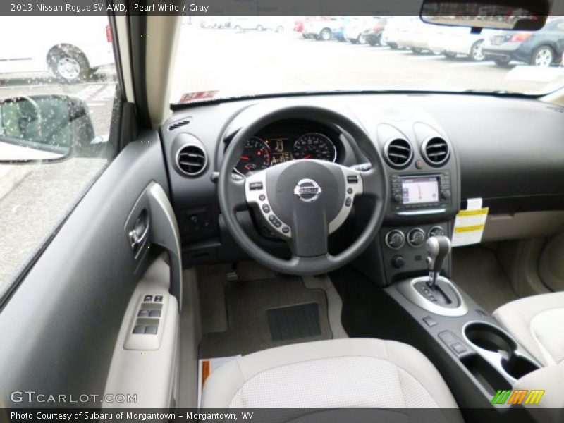 Pearl White / Gray 2013 Nissan Rogue SV AWD