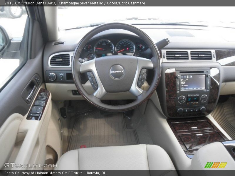 Champagne Silver Metallic / Cocoa/Light Cashmere 2013 GMC Yukon Denali AWD