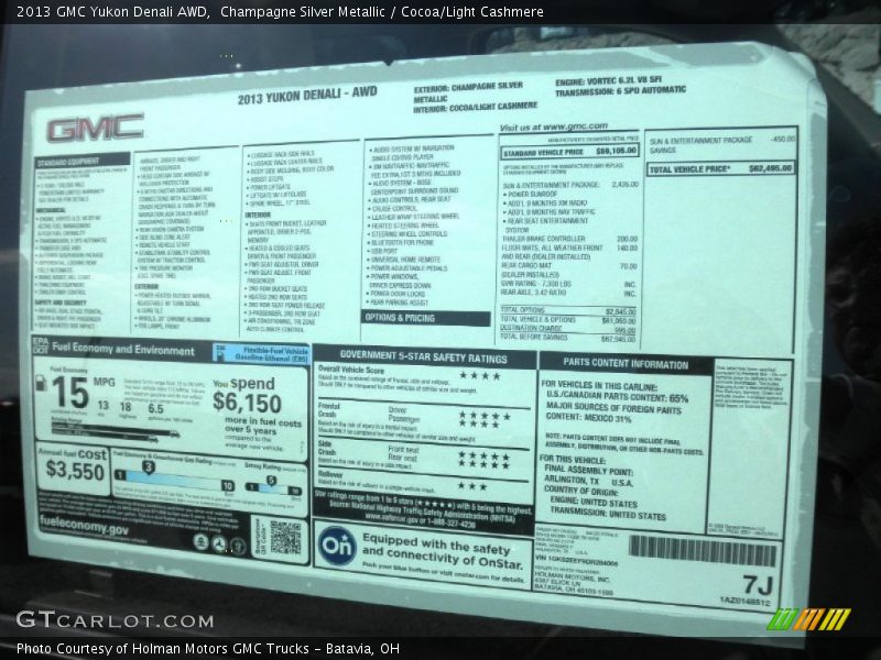Champagne Silver Metallic / Cocoa/Light Cashmere 2013 GMC Yukon Denali AWD