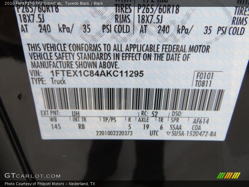 Tuxedo Black / Black 2010 Ford F150 FX2 SuperCab