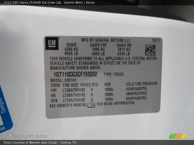 Summit White / Ebony 2012 GMC Sierra 2500HD SLE Crew Cab