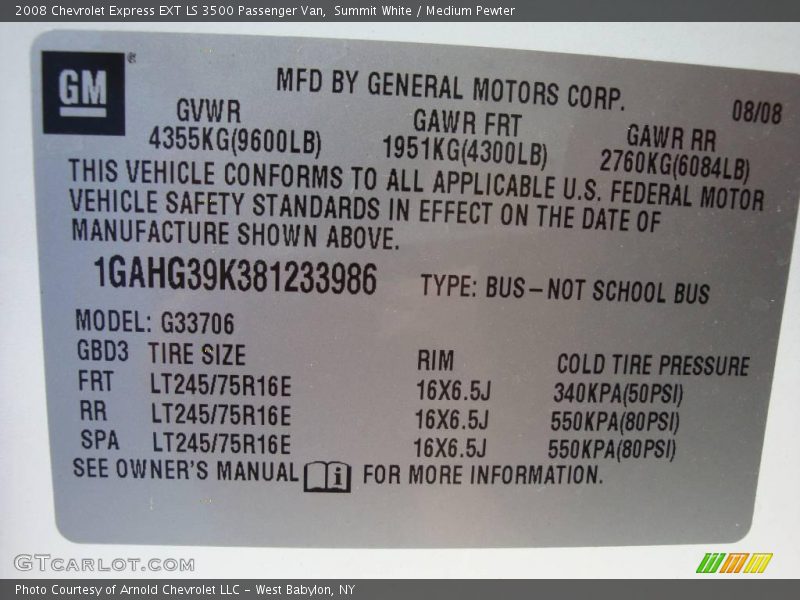 Summit White / Medium Pewter 2008 Chevrolet Express EXT LS 3500 Passenger Van