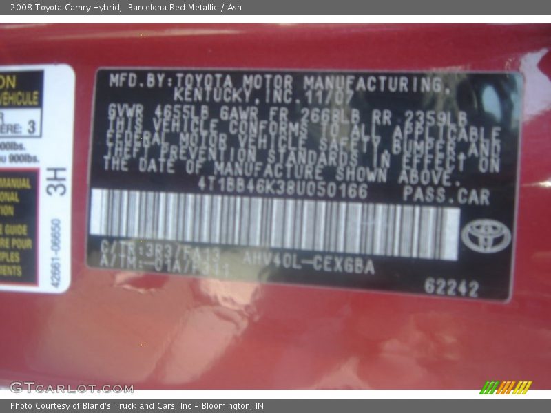 Barcelona Red Metallic / Ash 2008 Toyota Camry Hybrid