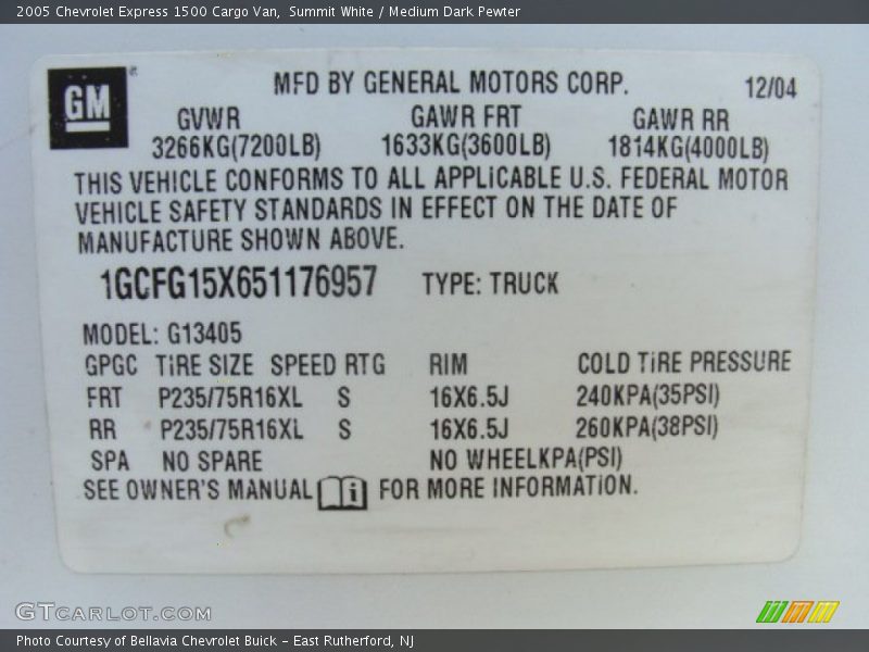Summit White / Medium Dark Pewter 2005 Chevrolet Express 1500 Cargo Van