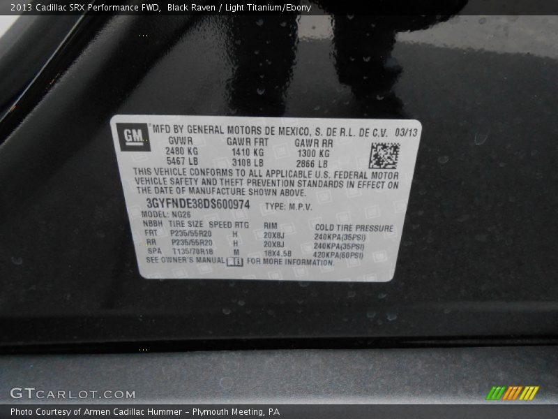 Black Raven / Light Titanium/Ebony 2013 Cadillac SRX Performance FWD
