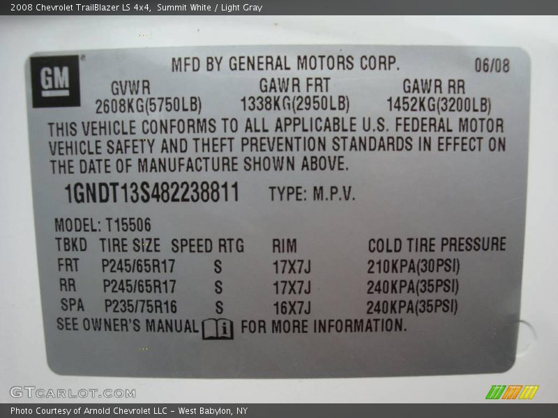 Summit White / Light Gray 2008 Chevrolet TrailBlazer LS 4x4