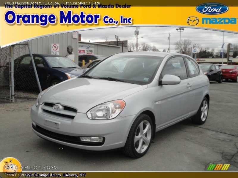 Platinum Silver / Black 2008 Hyundai Accent SE Coupe