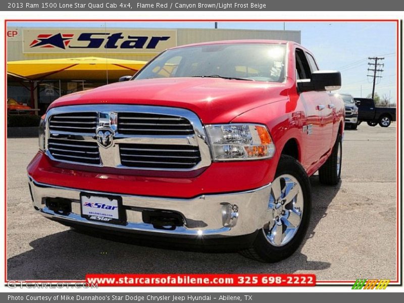 Flame Red / Canyon Brown/Light Frost Beige 2013 Ram 1500 Lone Star Quad Cab 4x4