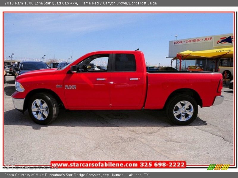 Flame Red / Canyon Brown/Light Frost Beige 2013 Ram 1500 Lone Star Quad Cab 4x4