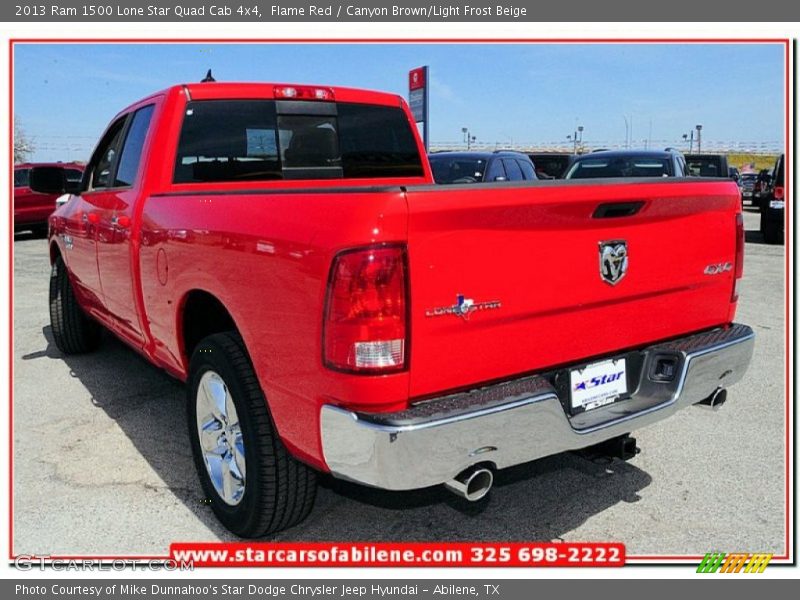 Flame Red / Canyon Brown/Light Frost Beige 2013 Ram 1500 Lone Star Quad Cab 4x4