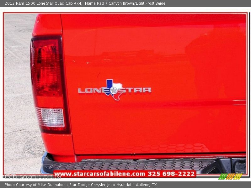 Flame Red / Canyon Brown/Light Frost Beige 2013 Ram 1500 Lone Star Quad Cab 4x4