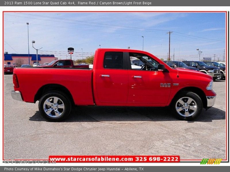 Flame Red / Canyon Brown/Light Frost Beige 2013 Ram 1500 Lone Star Quad Cab 4x4