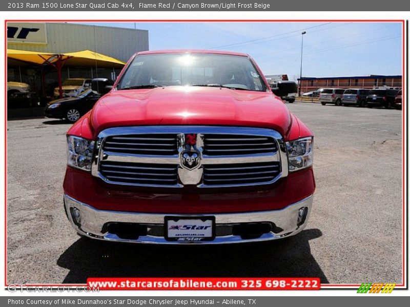 Flame Red / Canyon Brown/Light Frost Beige 2013 Ram 1500 Lone Star Quad Cab 4x4