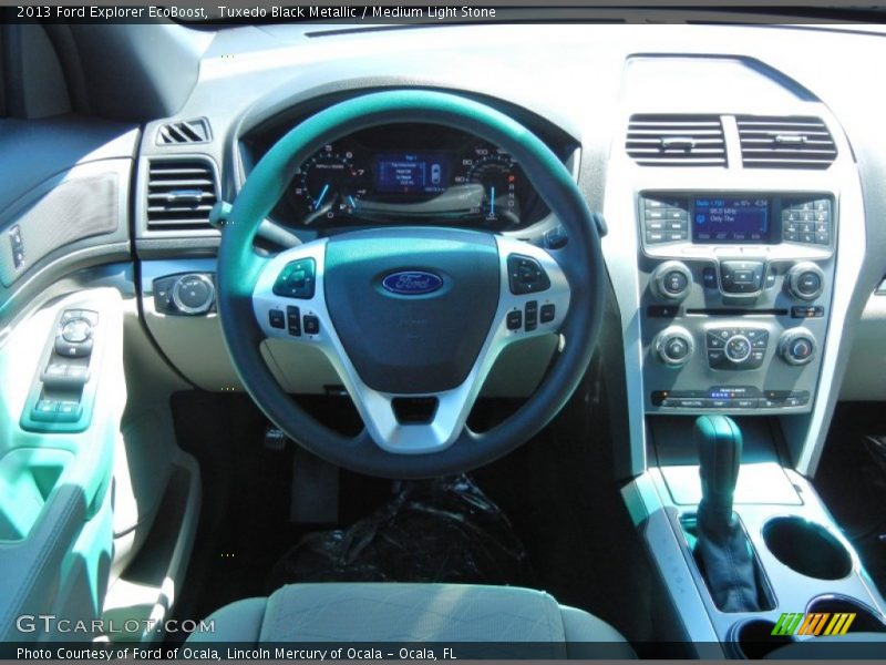 Tuxedo Black Metallic / Medium Light Stone 2013 Ford Explorer EcoBoost