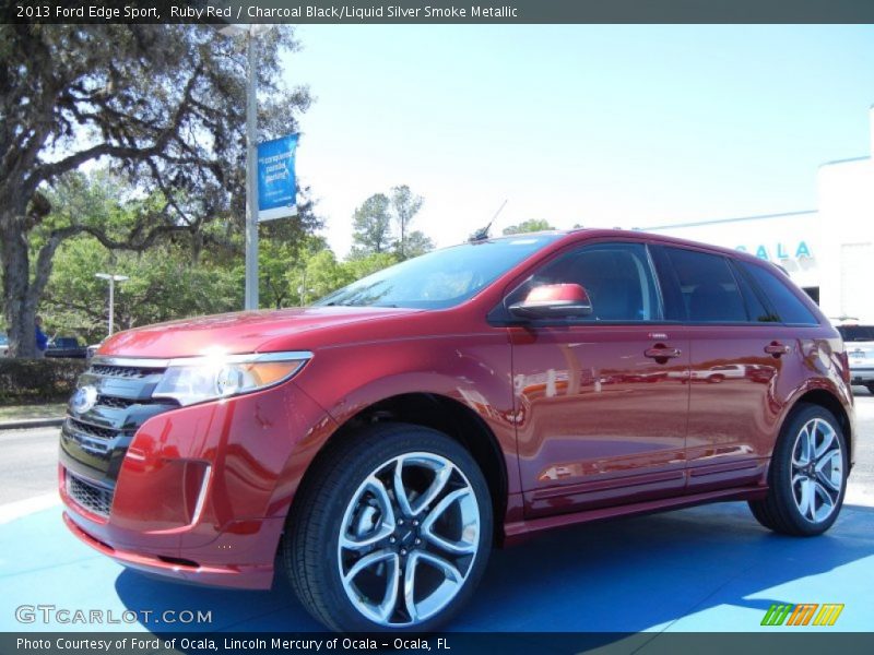 Ruby Red / Charcoal Black/Liquid Silver Smoke Metallic 2013 Ford Edge Sport