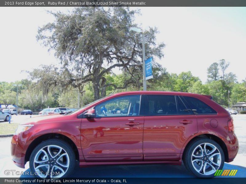 Ruby Red / Charcoal Black/Liquid Silver Smoke Metallic 2013 Ford Edge Sport