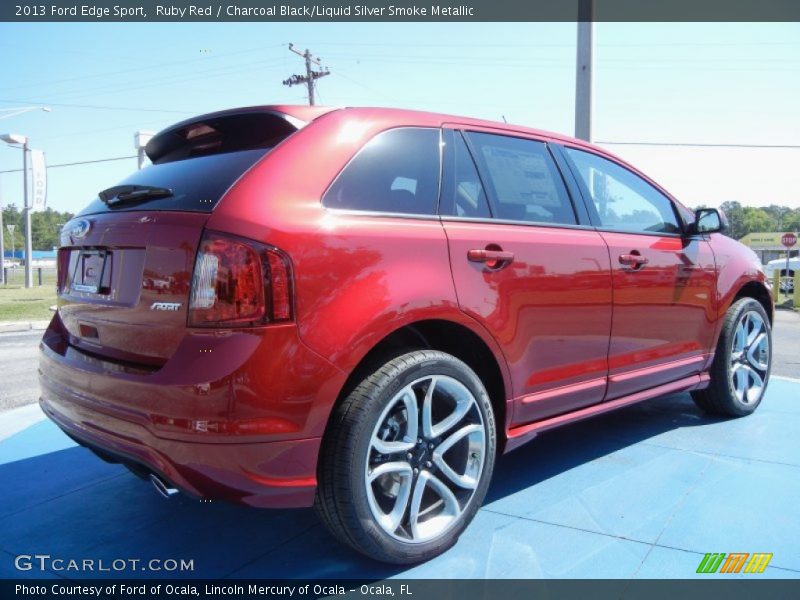 Ruby Red / Charcoal Black/Liquid Silver Smoke Metallic 2013 Ford Edge Sport