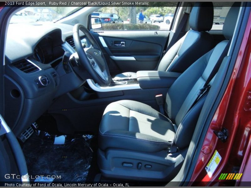 Ruby Red / Charcoal Black/Liquid Silver Smoke Metallic 2013 Ford Edge Sport